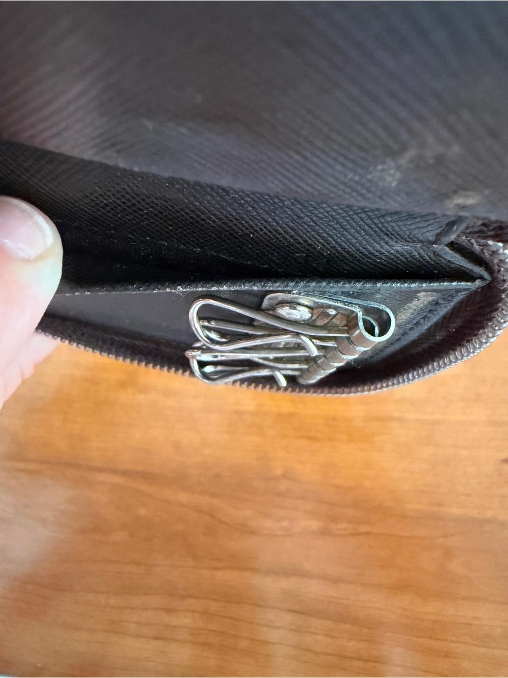 Prada Unisex Small Black Saffiano Zip Key and Card Holder with Metal Logo - Picture 13 of 14